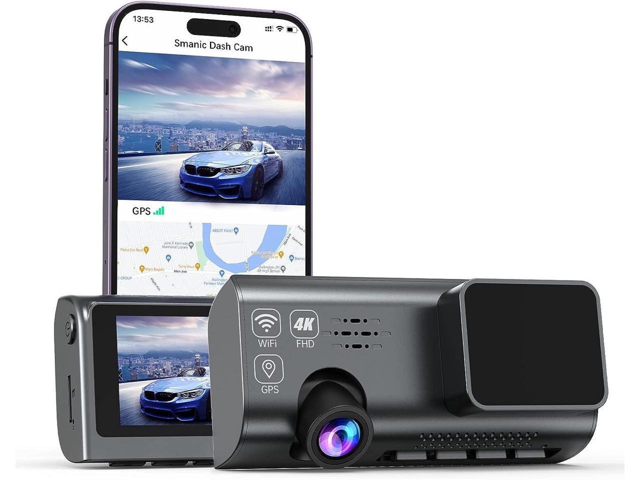 Smanic 4k Dash Cam Front, Dash Camera for Cars Built with WiFi GPS 3.16 IPS Screen, Car Dashboard Recorder 170° Wide Angle, WDR,24H Parking Mode, Night Vision, Loop Recording